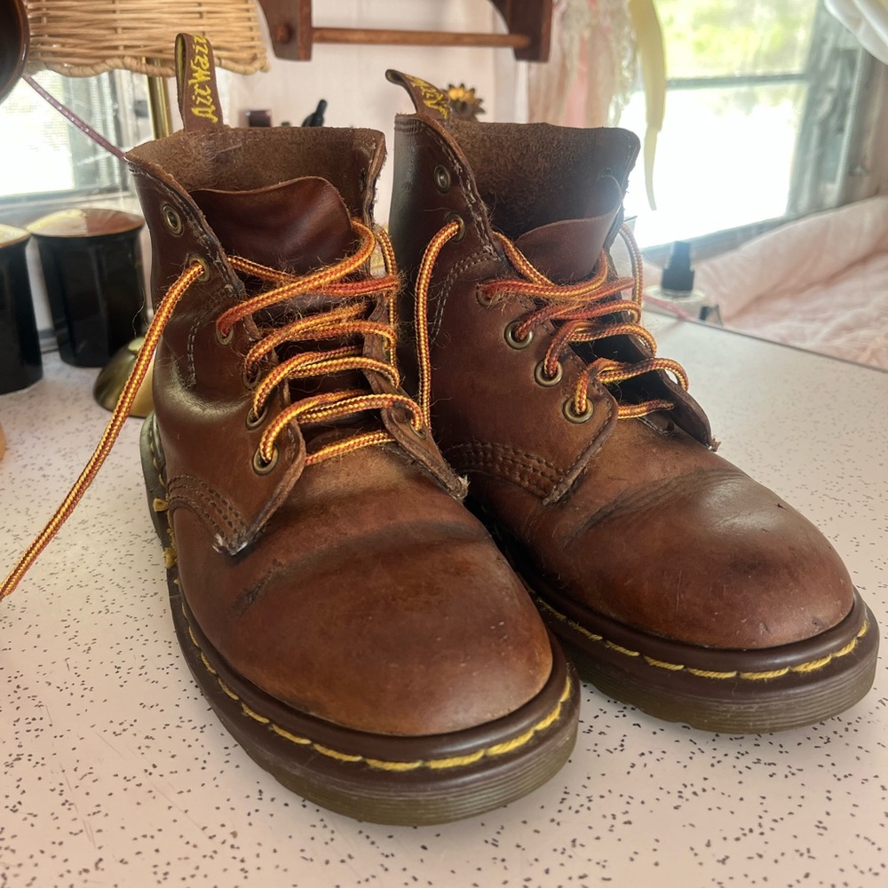 Vintage Dr. Martens Brown Leather Boots women size 7 men 6 made in England